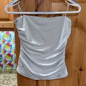 House of Harlow 1960 Light Gray Ruched Strapless Tubetop
